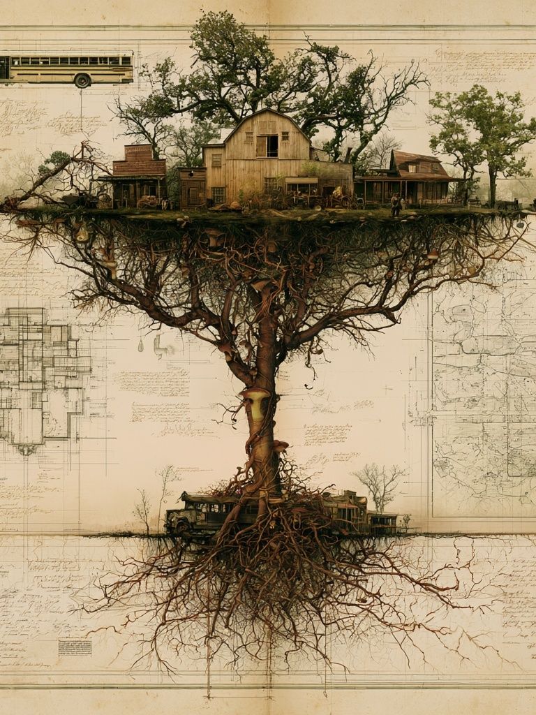Surreal Tree House Landscape Print. poster — fine-art art