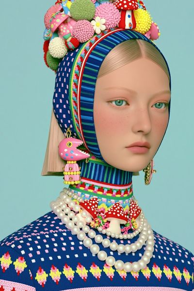 Whimsical Fashion Portrait Poster. poster