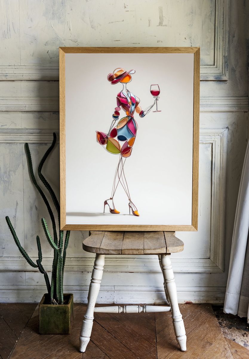 Fashion Figure with Wine Glass Poster. room preview