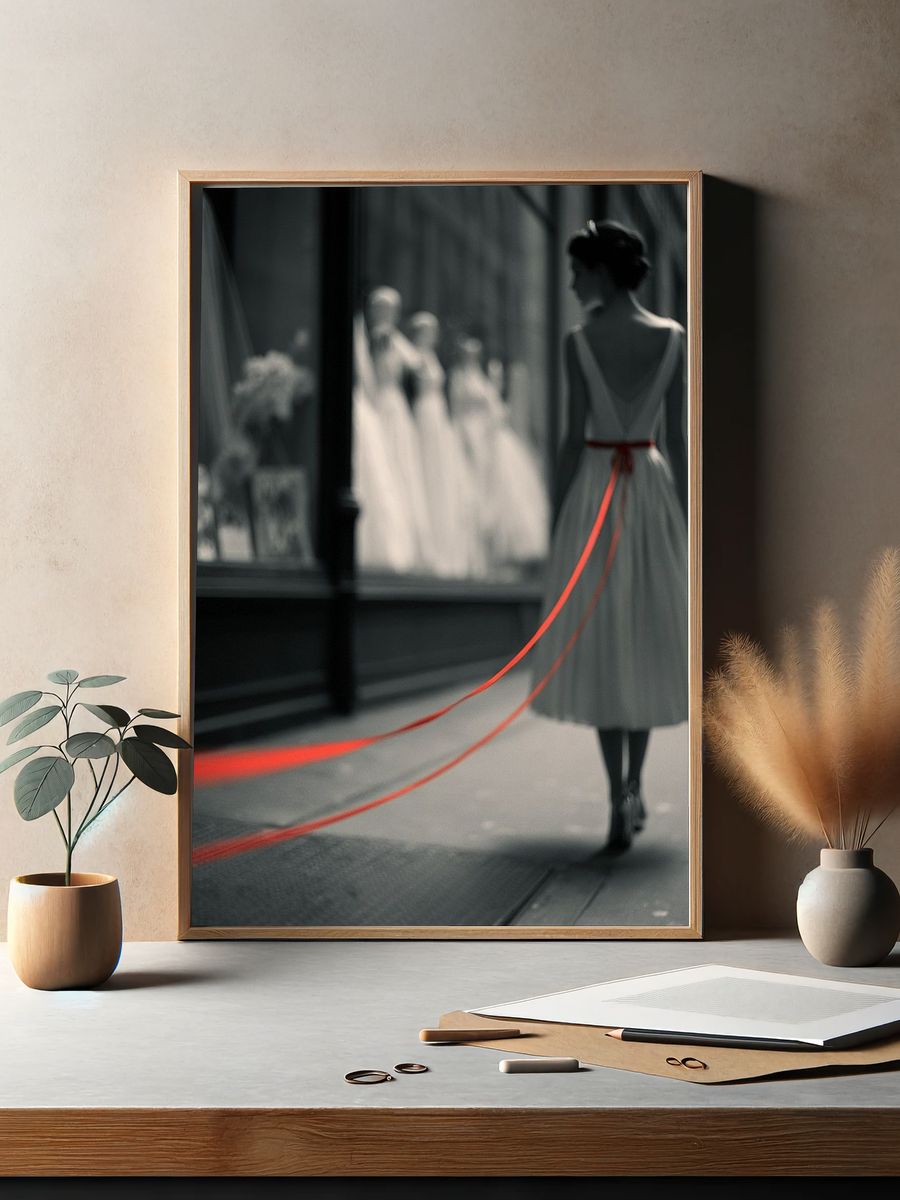 Red Ribbon Fashion Photography Poster. — room view 2