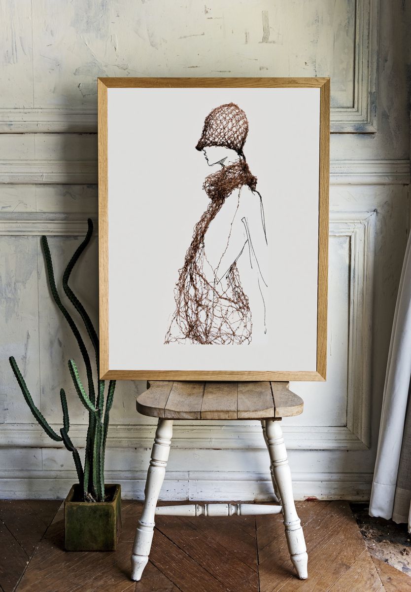 Textured Fashion Figure Illustration Poster. room preview