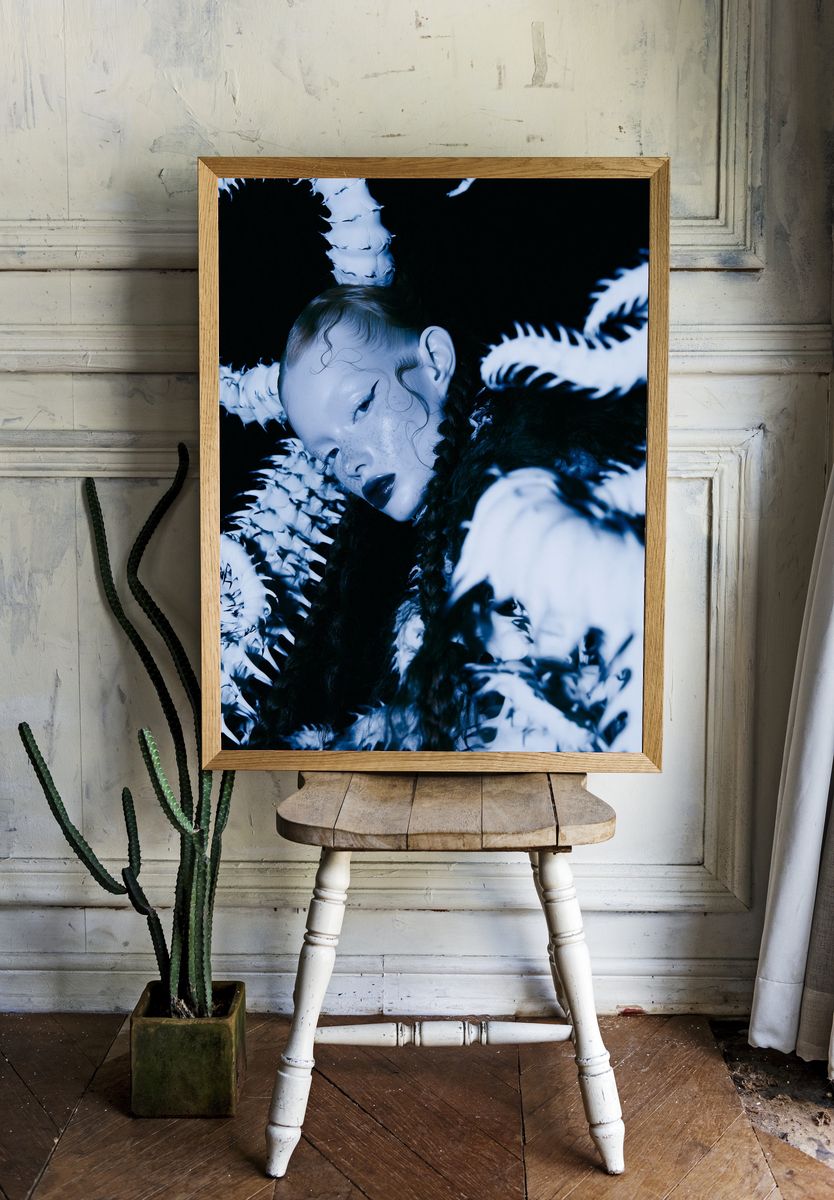 Blue Portrait Fashion Poster. — room view 1