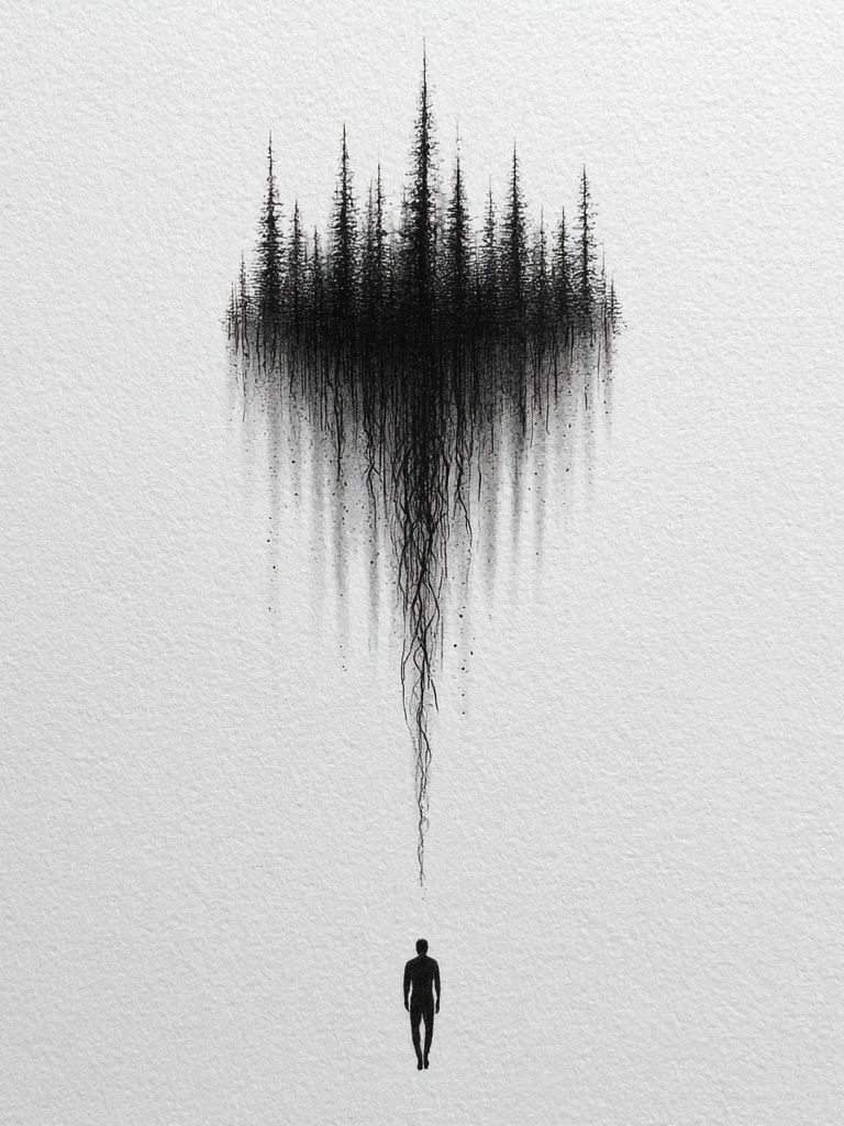 Forest Silhouette Surrealism Print. poster detail