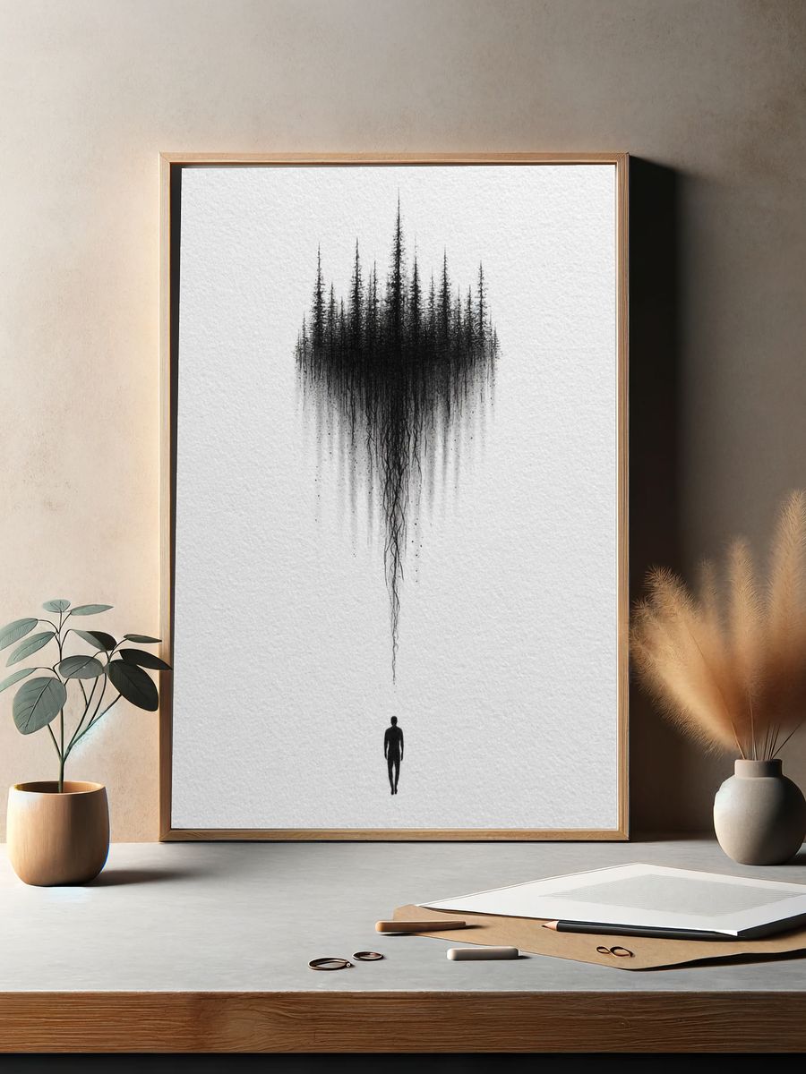 Forest Silhouette Surrealism Print. — room view 2