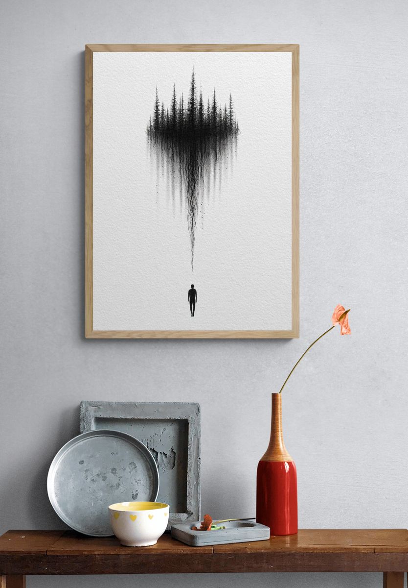 Forest Silhouette Surrealism Print. — room view 3