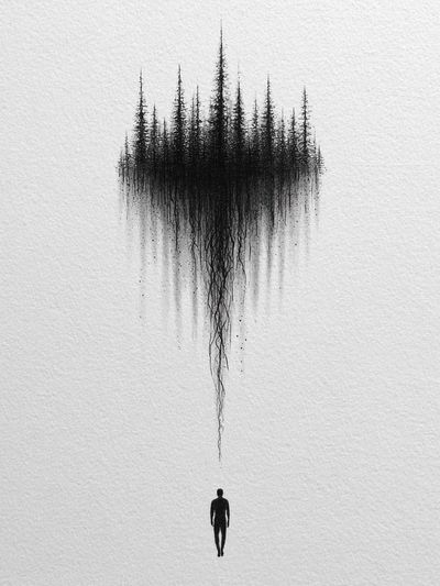 Forest Silhouette Surrealism Print. poster