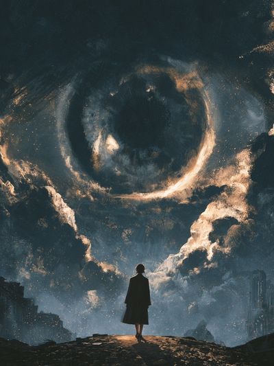 Celestial Portal Surrealism Print. poster