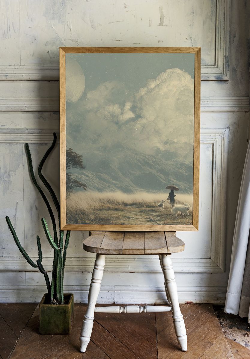 Dreamy Moonlit Landscape Print. — room view 1