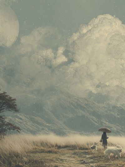 Dreamy Moonlit Landscape Print. poster print
