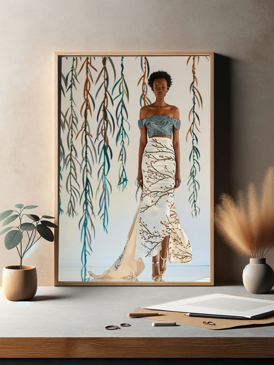 Botanical Fashion Portrait Poster. — room view 2