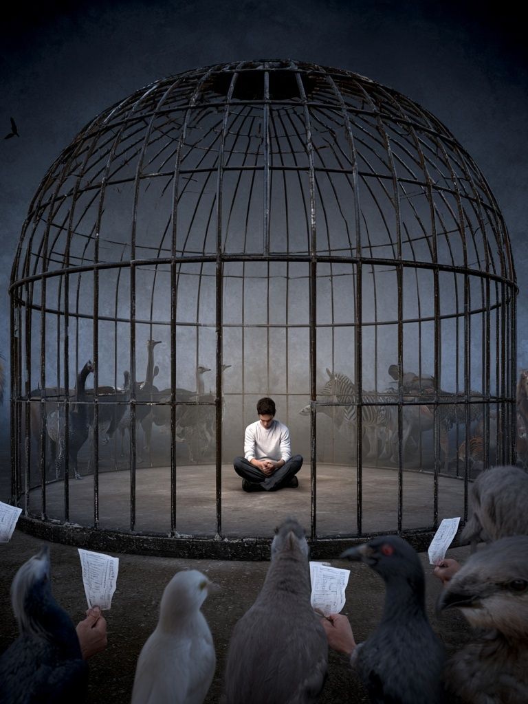 Caged Solitude Surrealism Poster. poster detail