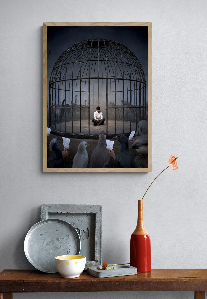 Caged Solitude Surrealism Poster. — room view 3