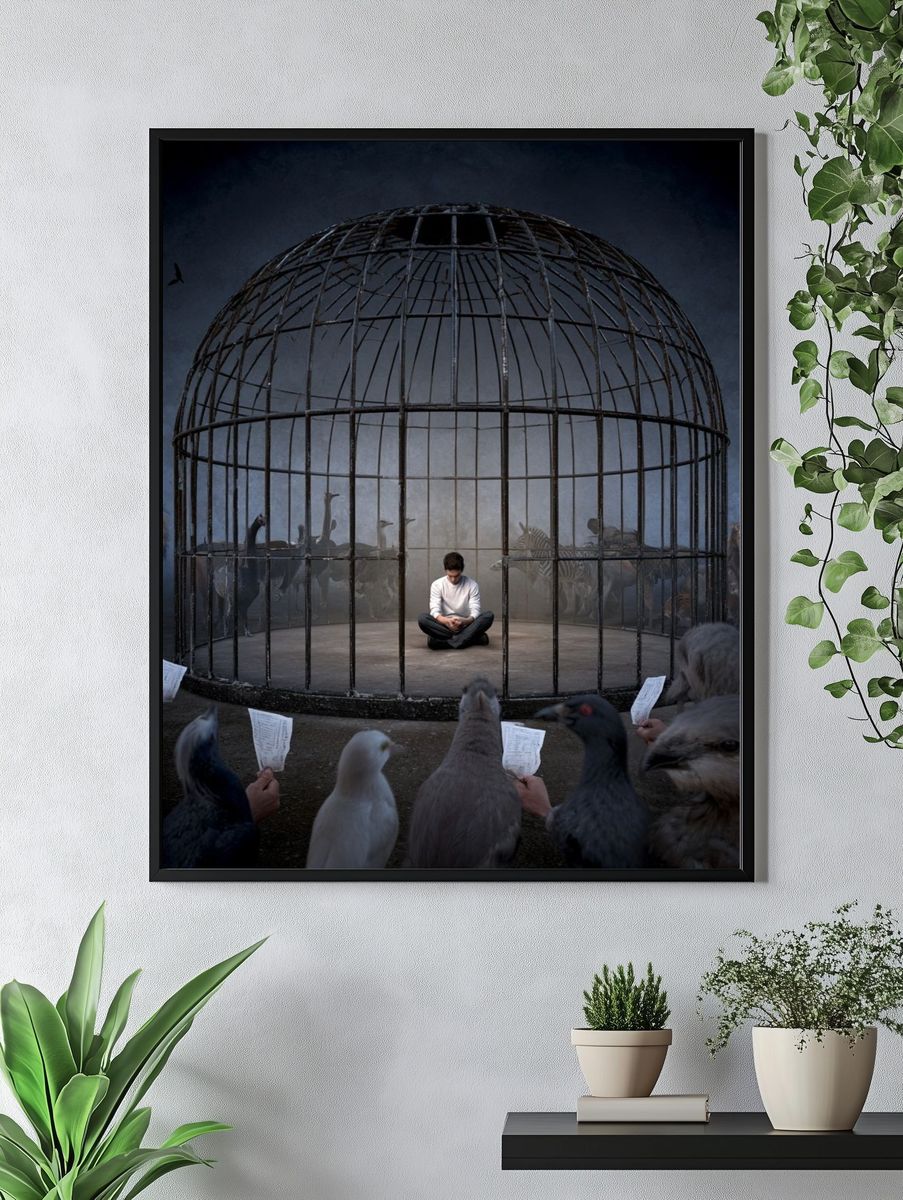 Caged Solitude Surrealism Poster. — room view 4