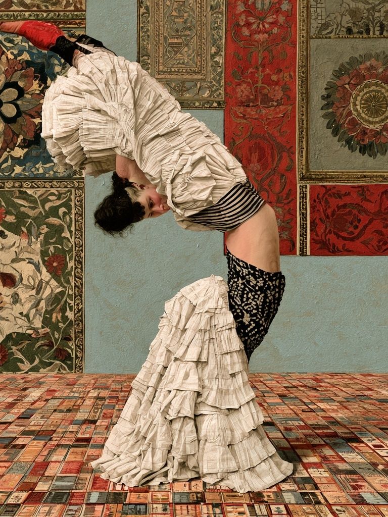 Contemporary Dancer in Textile Room Poster. poster detail