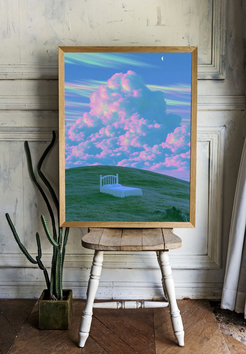 Dreamy Cloudscape Surrealism Poster. room preview