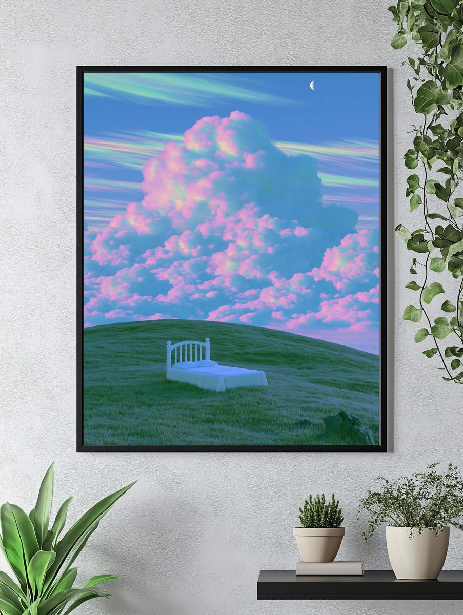 Dreamy Cloudscape Surrealism Poster. — room view 4