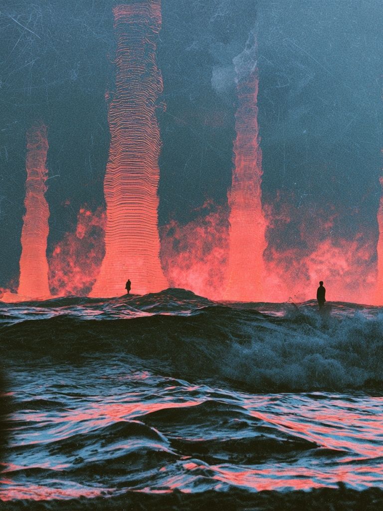 Neon Ocean Eruption Print. poster detail