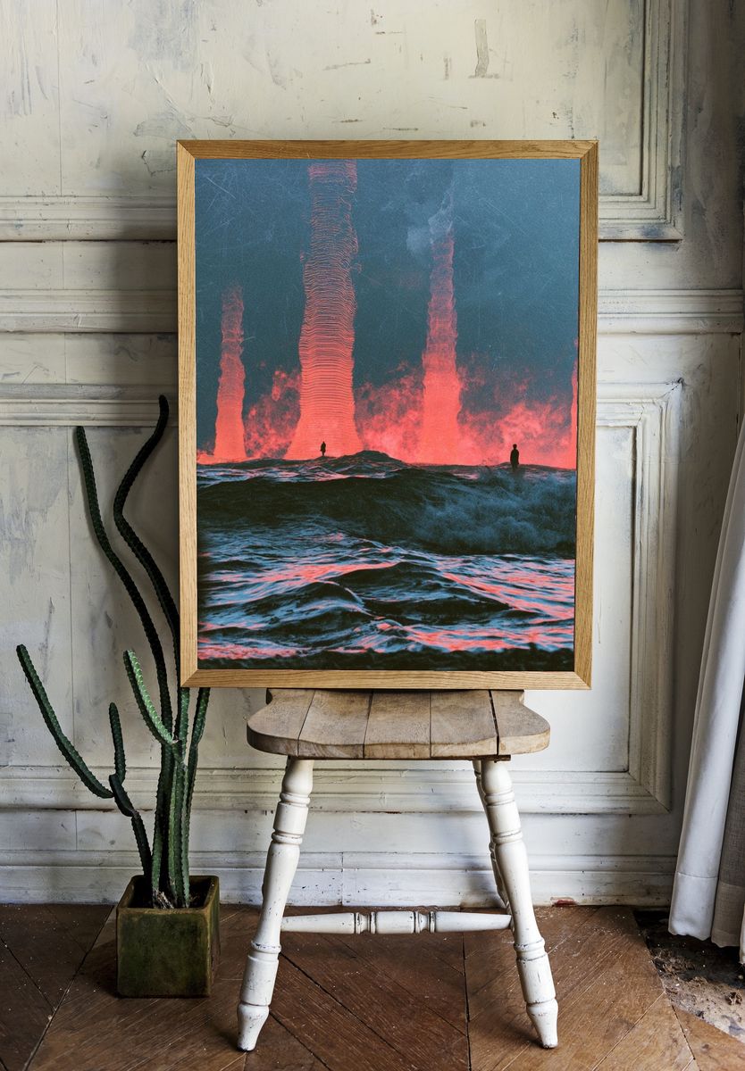 Neon Ocean Eruption Print. — room view 1