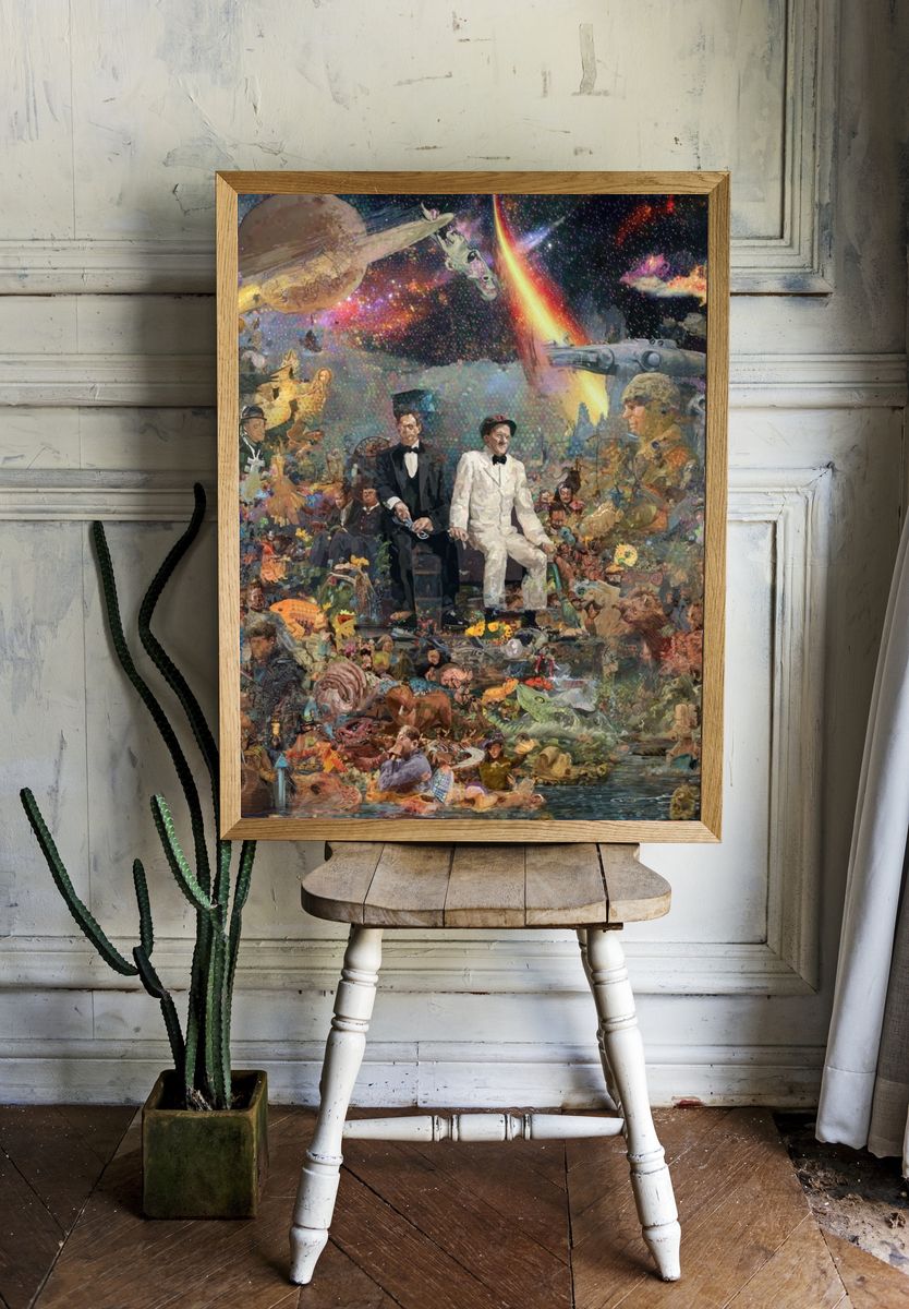 Surreal Cosmic Collage Poster room preview