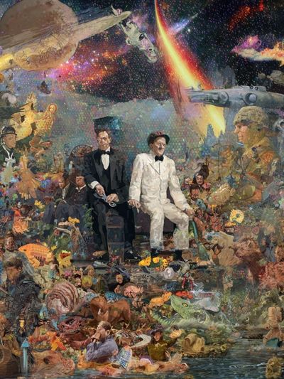 Surreal Cosmic Collage Poster. poster print