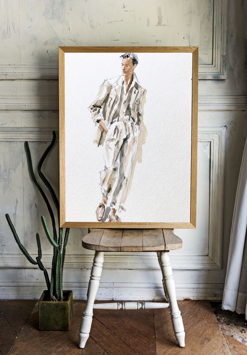Fashion Figure Watercolor Print. — room view 1