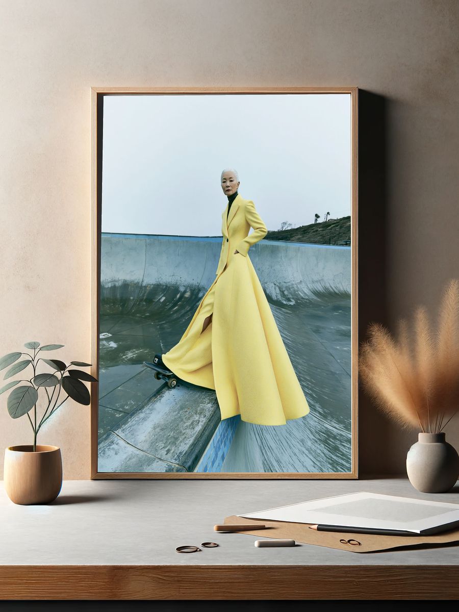 Yellow Fashion Portrait Poster. — room view 2