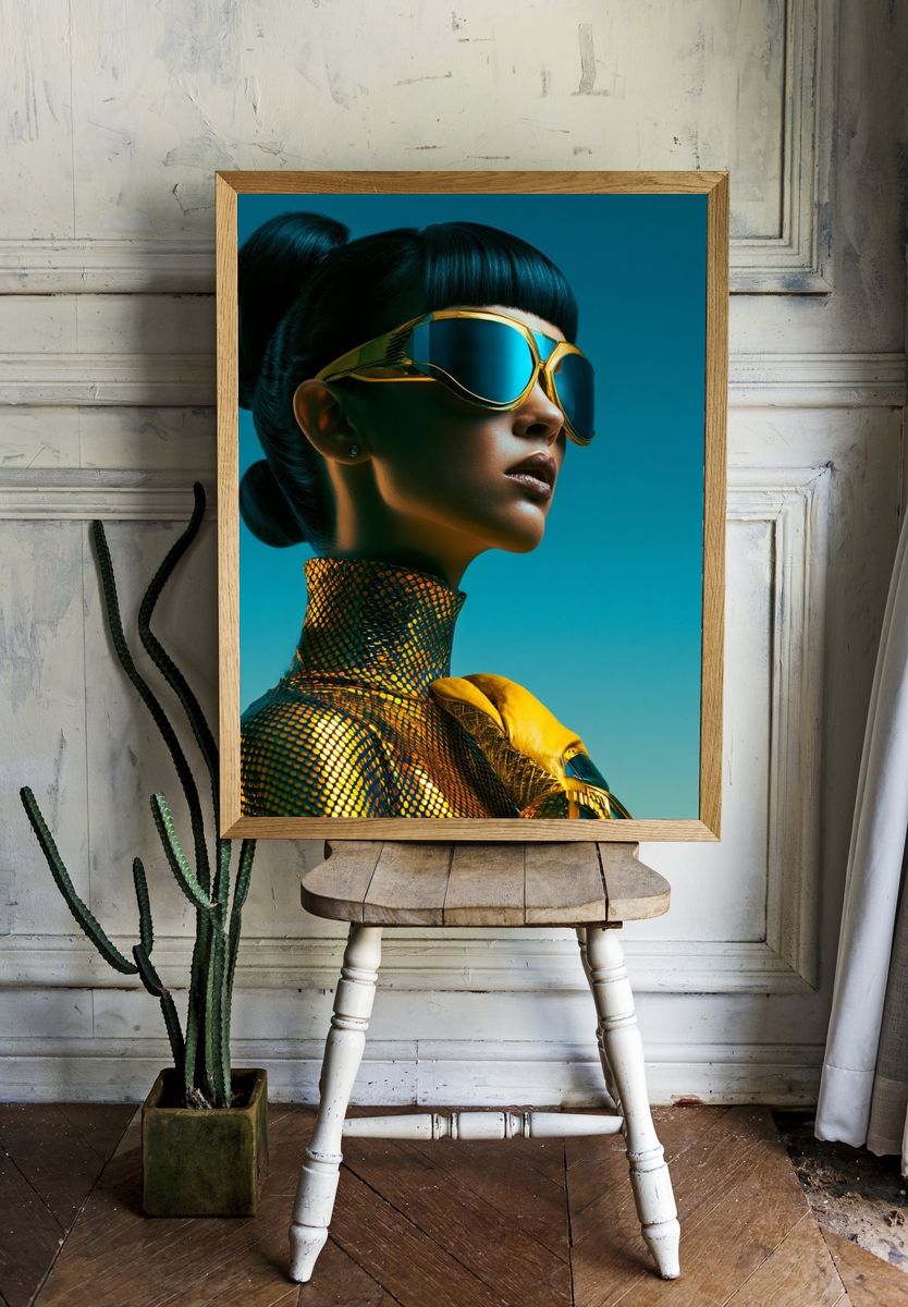 Futuristic Fashion Portrait Poster. — room view 1
