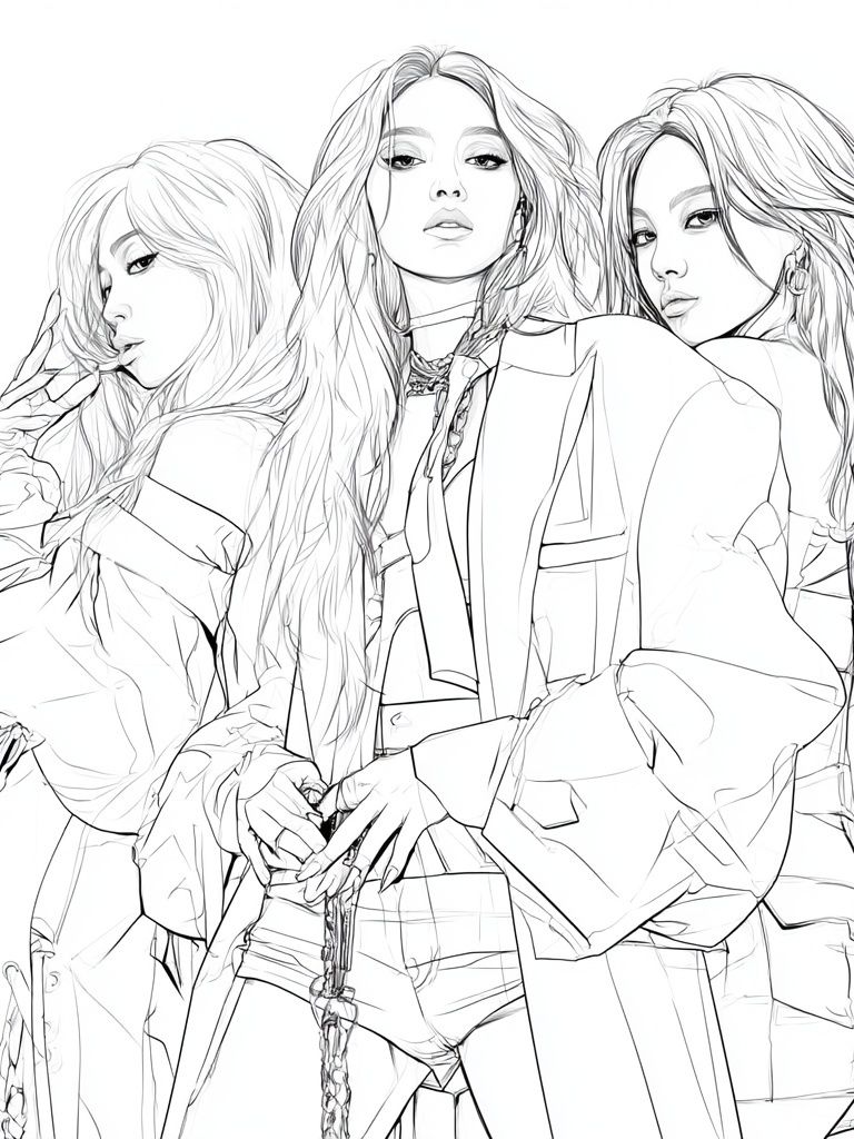 Fashion Trio Line Art Poster. poster — fashion art