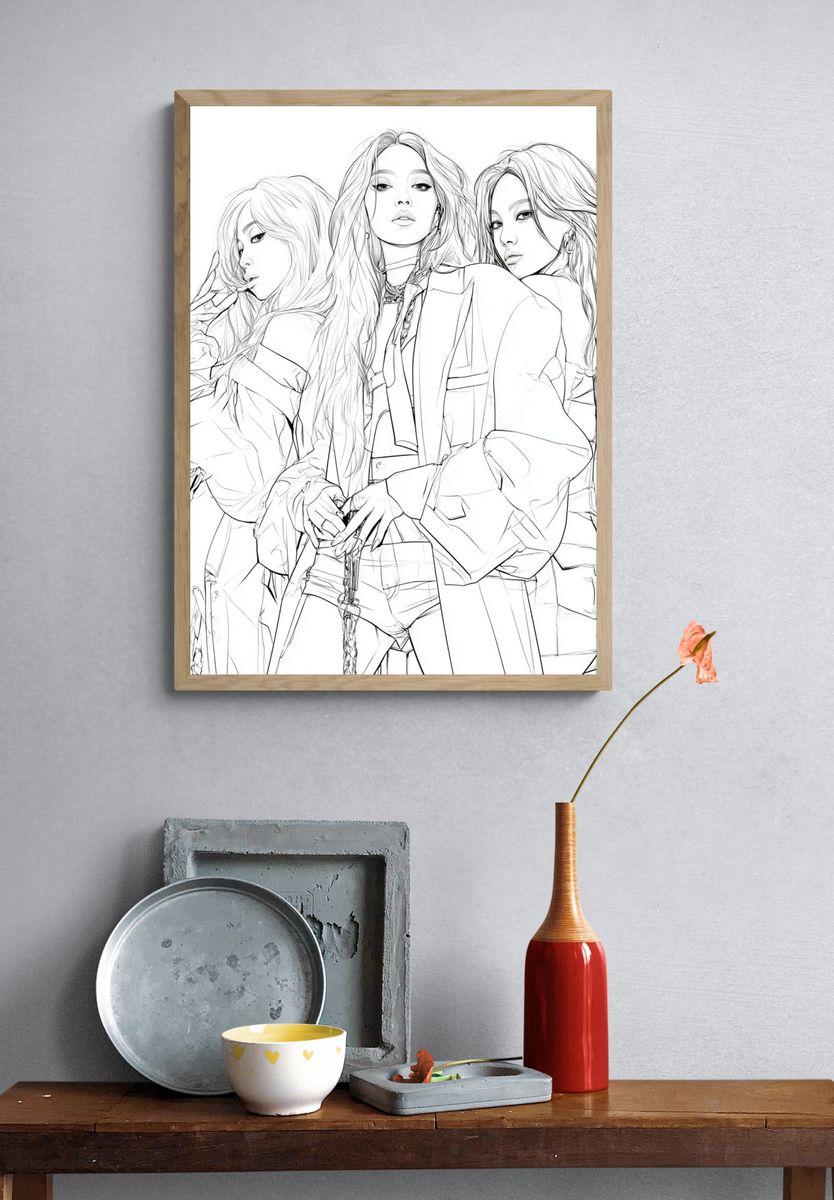 Fashion Trio Line Art Poster. — room view 3