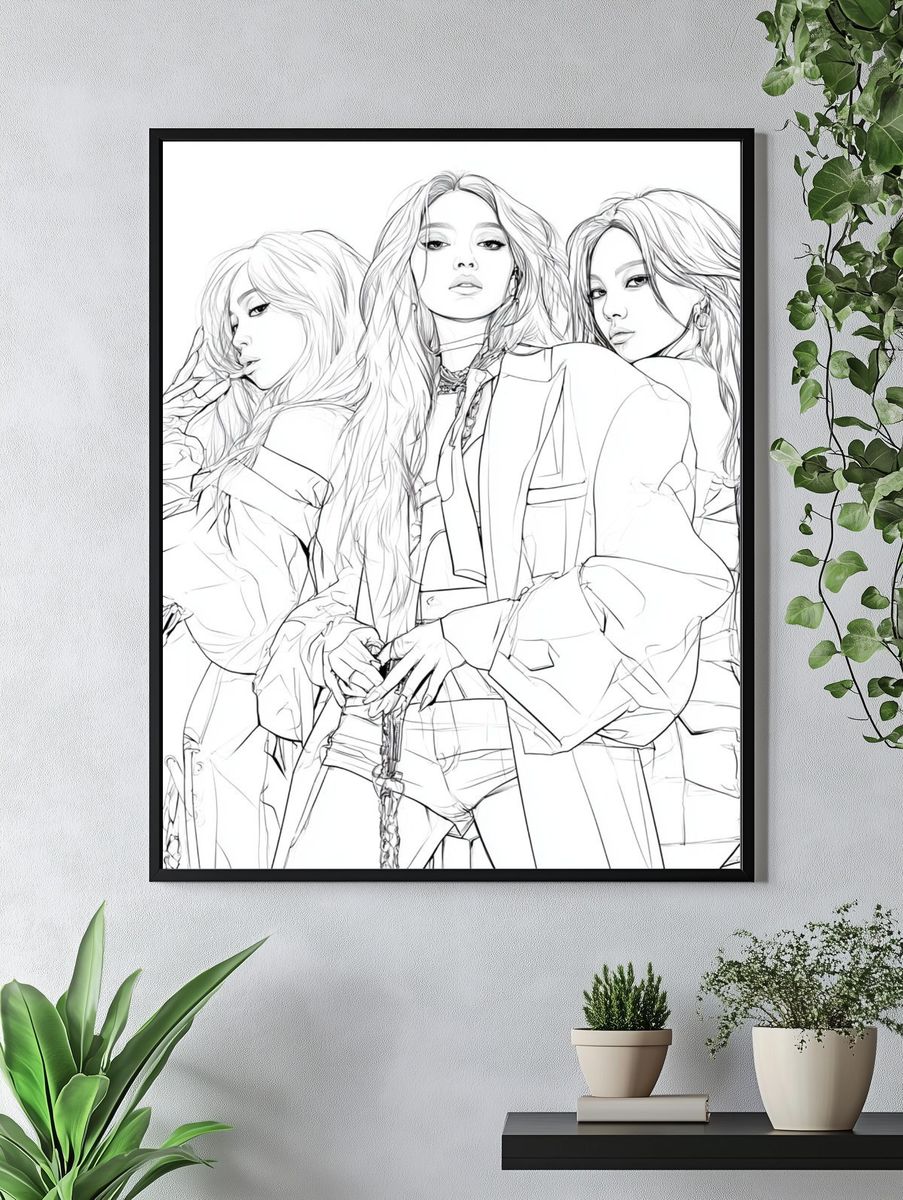 Fashion Trio Line Art Poster. — room view 4