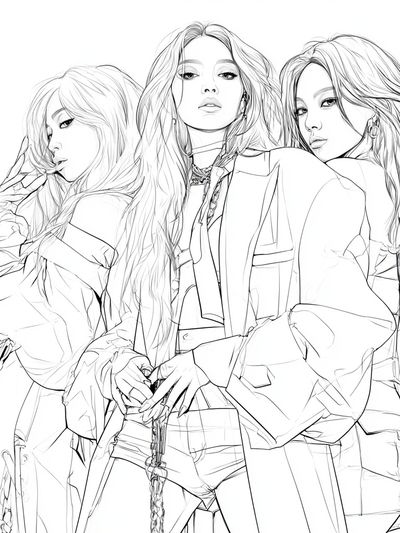 Fashion Trio Line Art Poster. poster