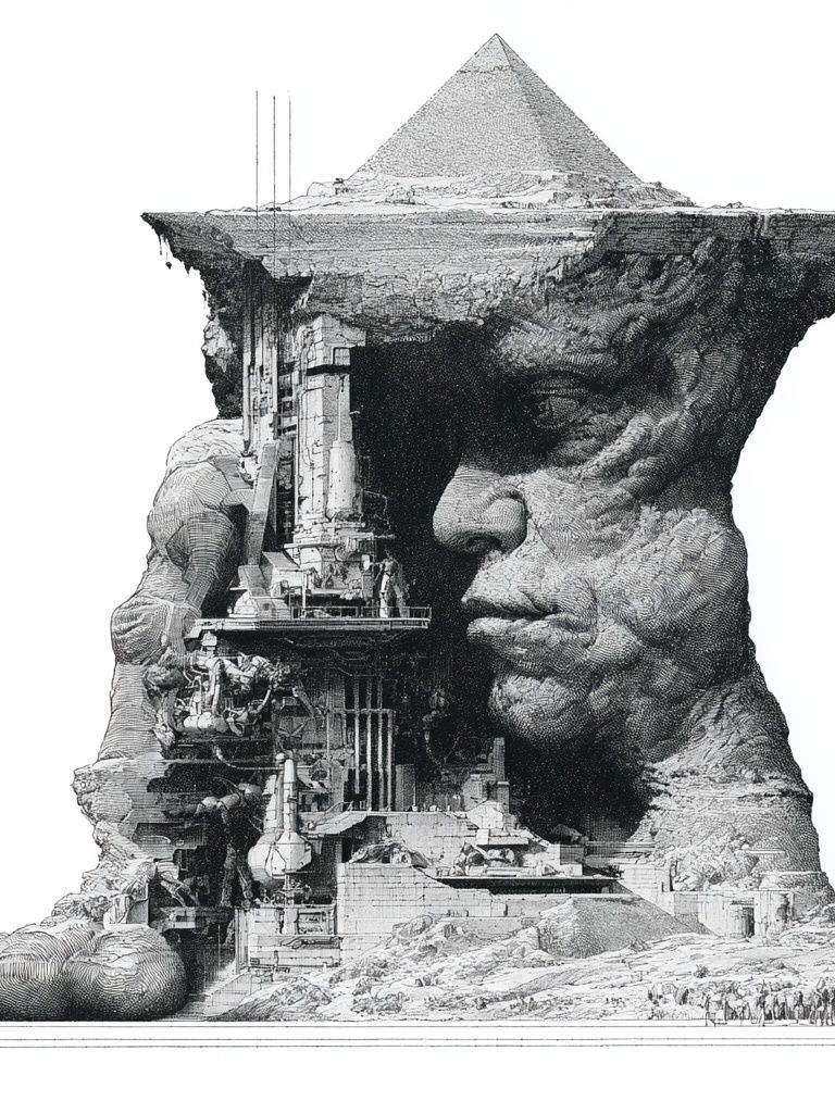 Surreal Pyramid Face Print. poster detail