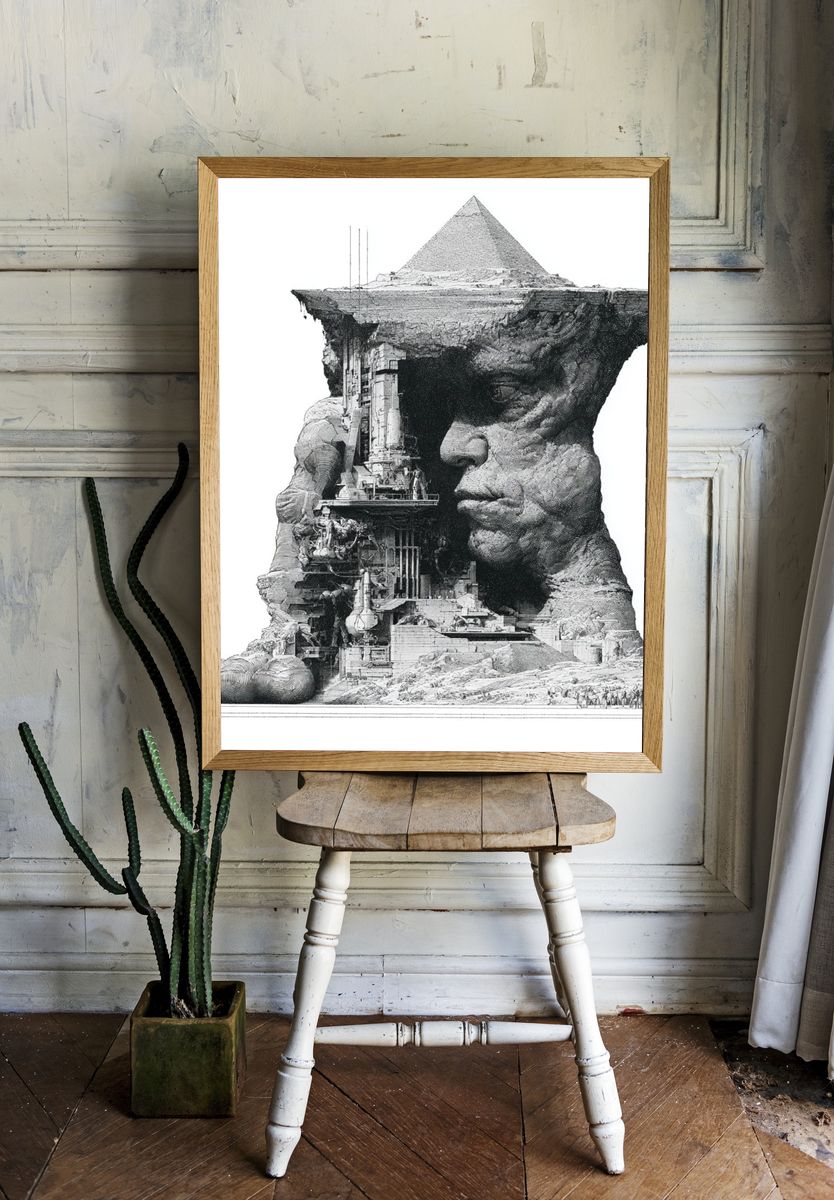Surreal Pyramid Face Print. room preview