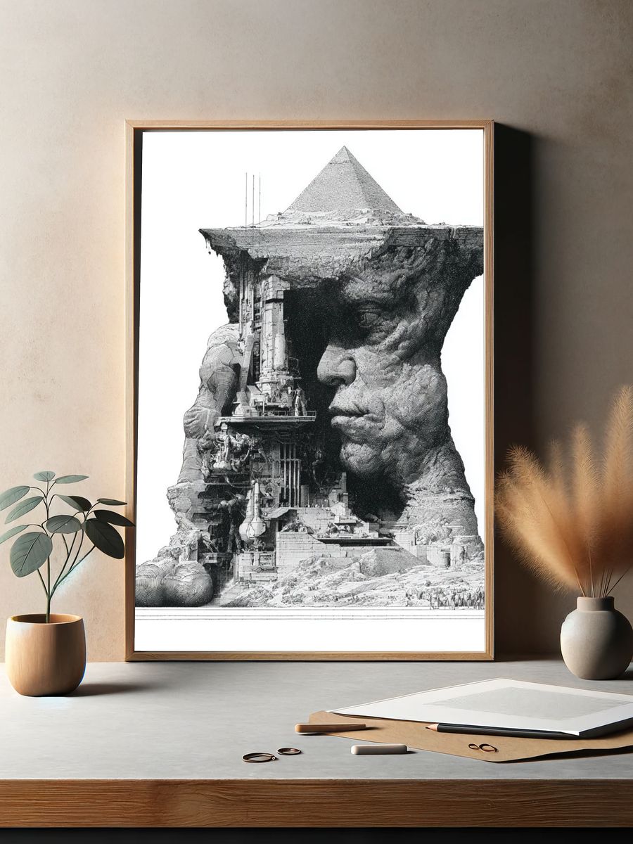 Surreal Pyramid Face Print. — room view 2