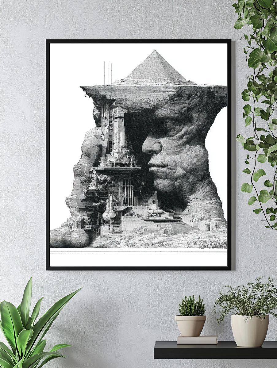 Surreal Pyramid Face Print. — room view 4