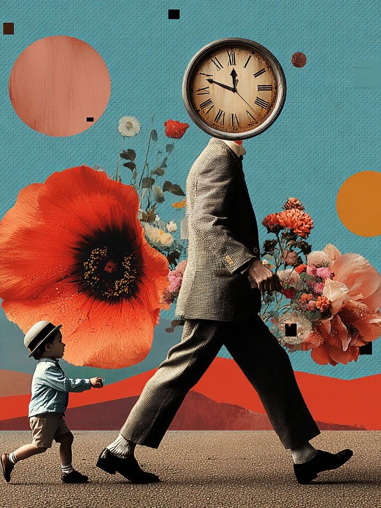 Surreal Clockhead Walk Poster. poster — fine-art art