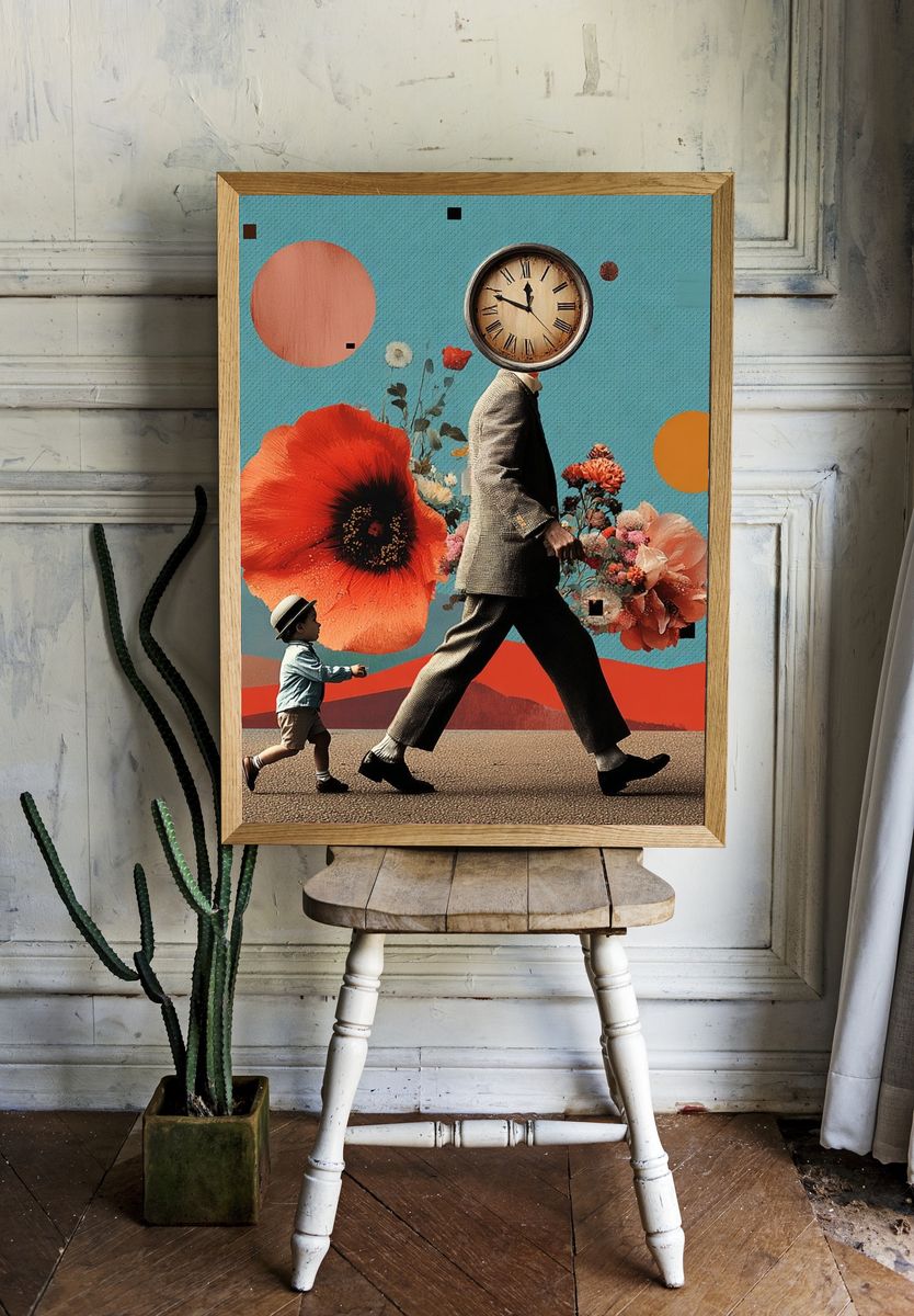 Surreal Clockhead Walk Poster. — room view 1