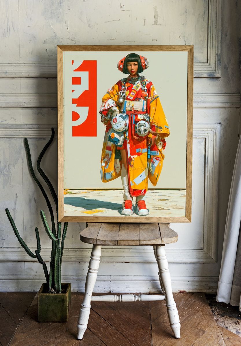 Cyber Kimono Portrait Print. — room view 1
