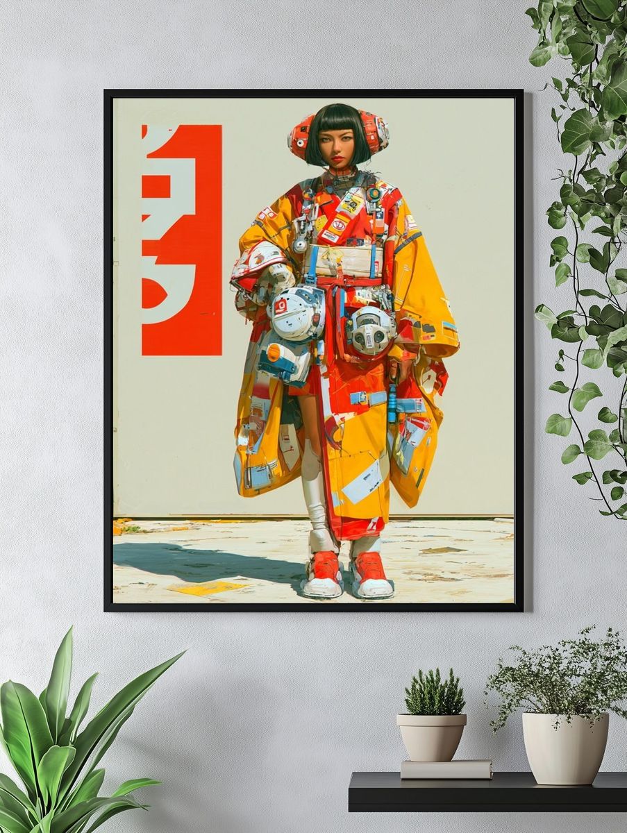 Cyber Kimono Portrait Print. — room view 4