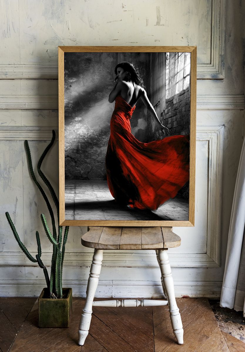 Crimson Elegance Fashion Poster. room preview