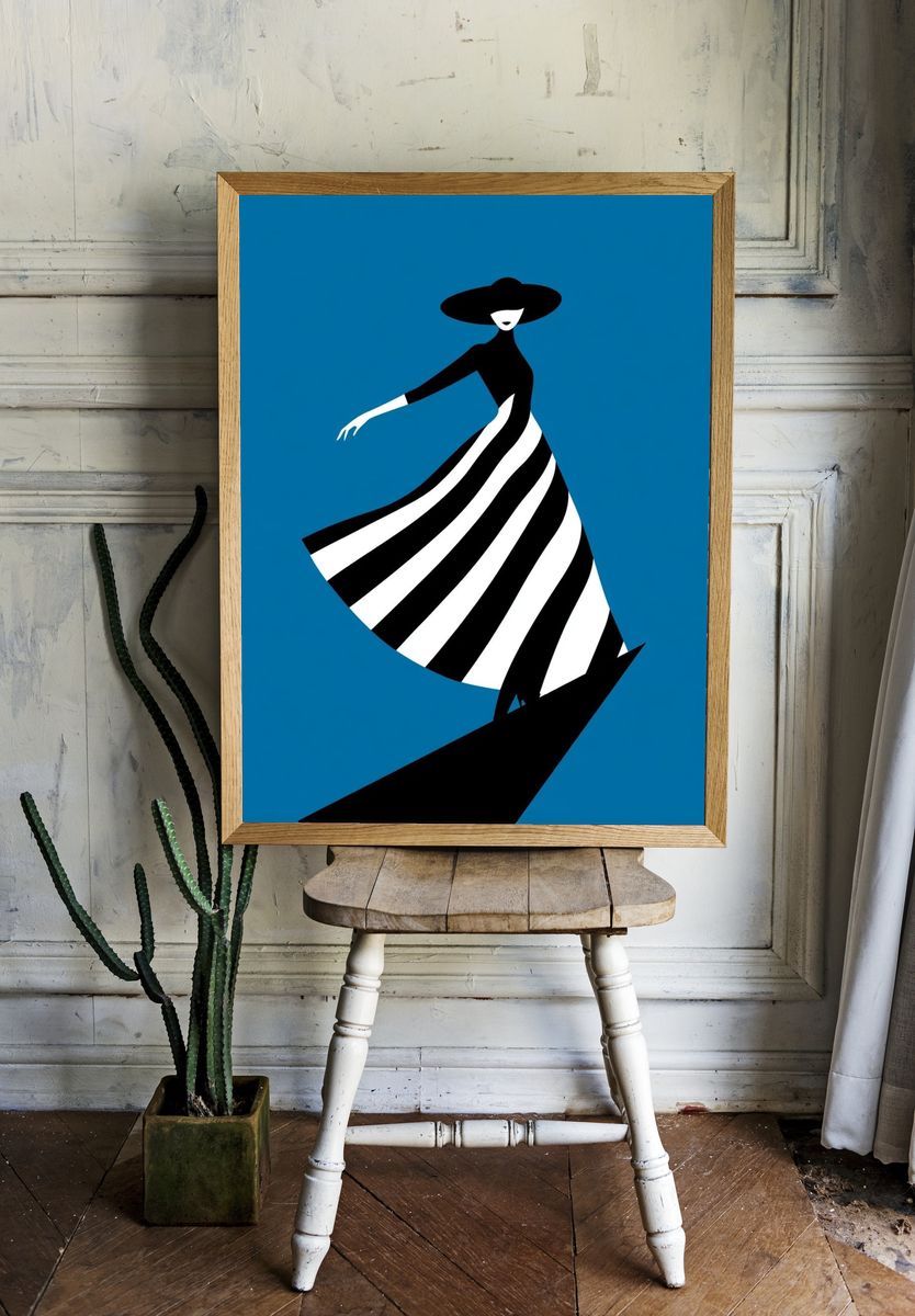 Elegant Woman in Stripes — Fashion Print room preview