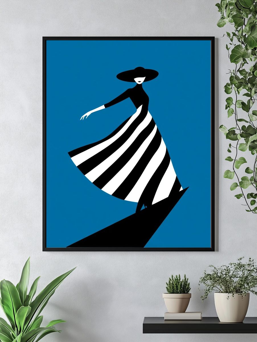 Elegant Woman in Stripes — Fashion Print. — room view 4