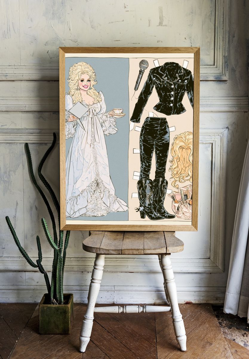 Vintage Fashion Doll Illustration Poster. room preview