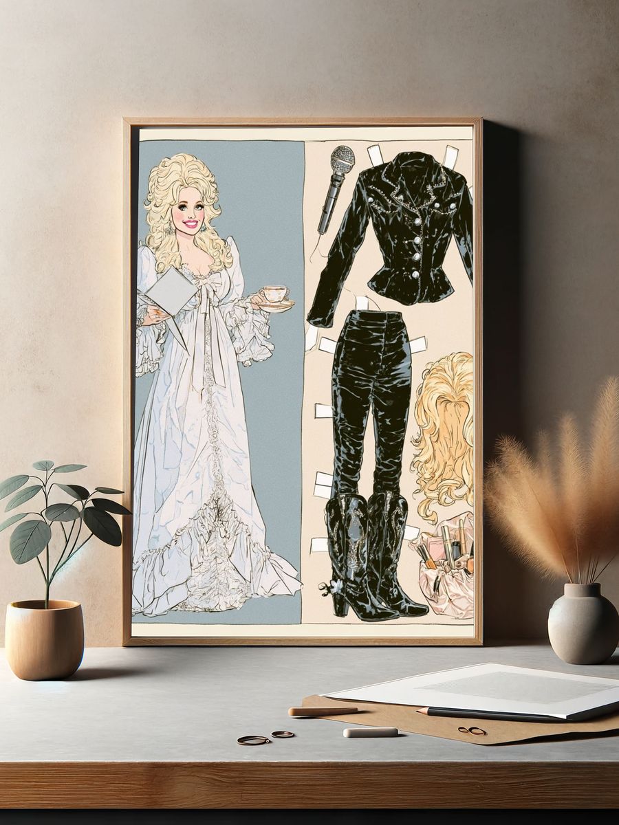 Vintage Fashion Doll Illustration Poster. — room view 2