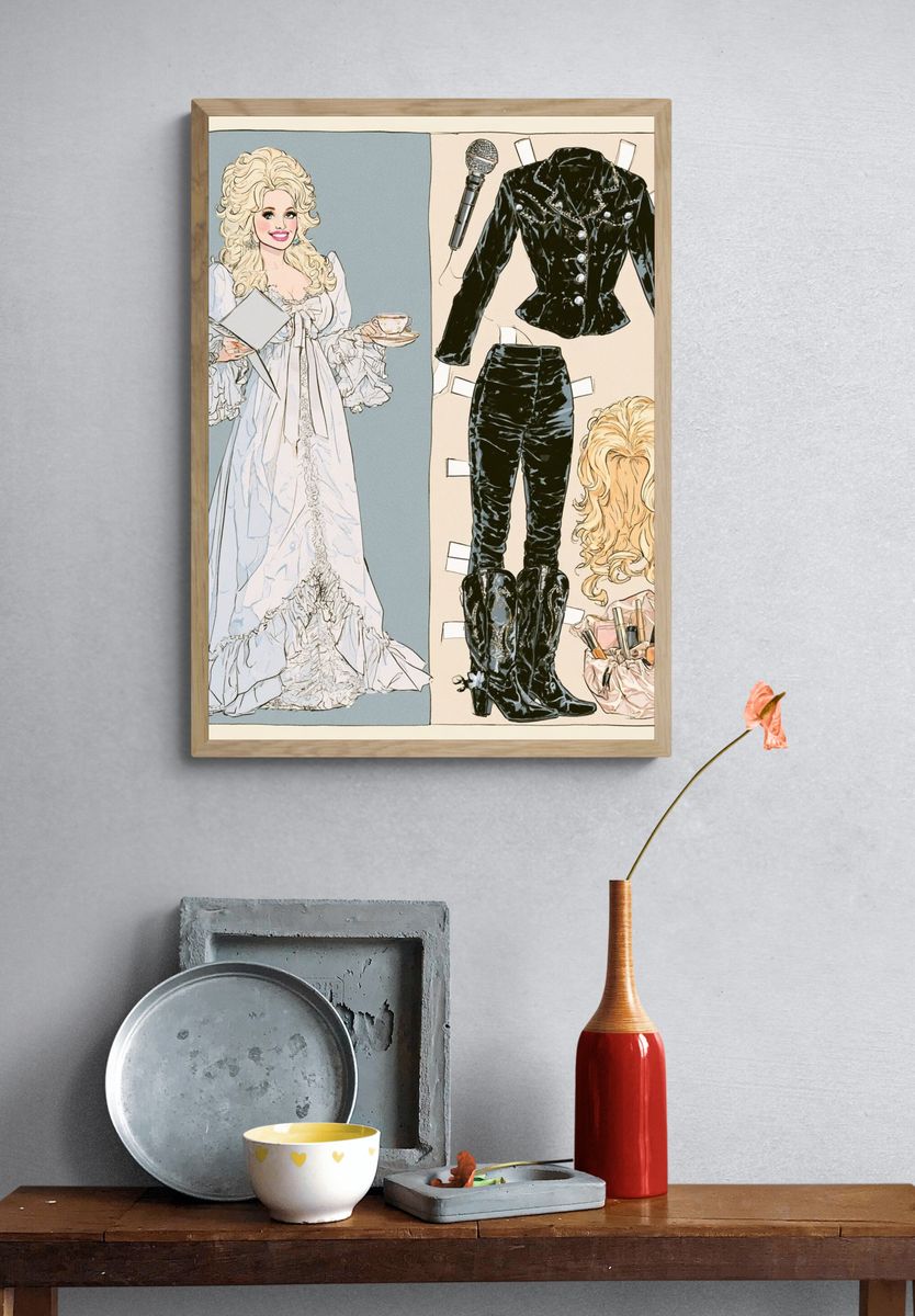 Vintage Fashion Doll Illustration Poster. — room view 3
