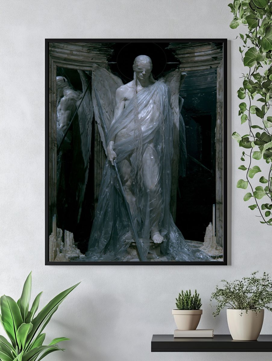 Blindfolded Angel Surrealism Print. — room view 4