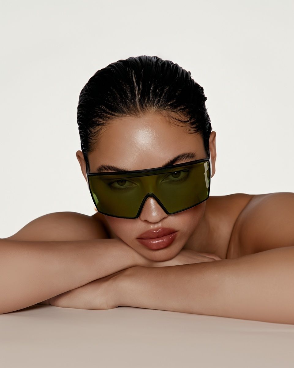 Sleek Sunglasses Portrait Print. poster — fashion art