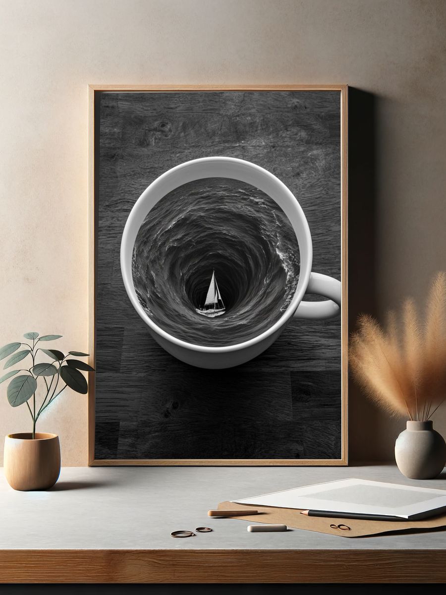 Sailing Whirlpool Surrealism Print. — room view 2