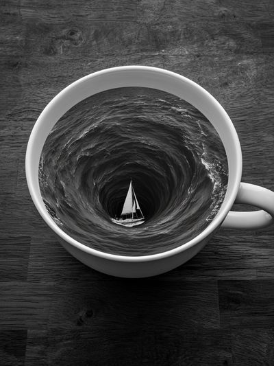 Sailing Whirlpool Surrealism Print. poster
