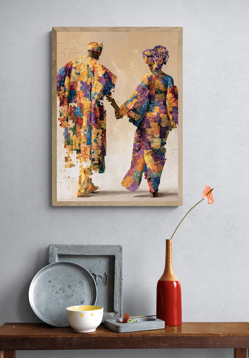 Colorful African Couple Fashion Poster. — room view 3